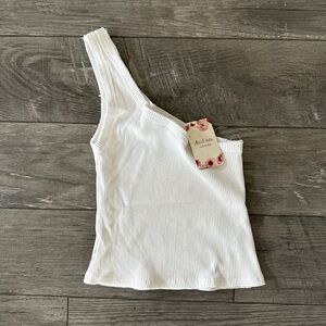 NWT Altar’d State White Ribbed One-Shoulder Top